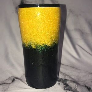 Yellow and black glitter tumbler